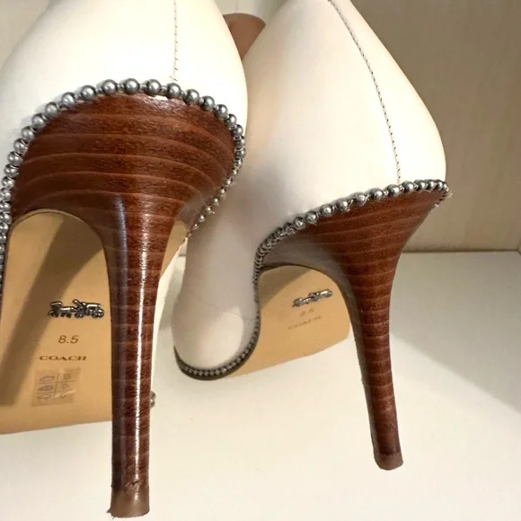 Coach Women's Ivory Heels with Studded Detail - Picture 6 of 9